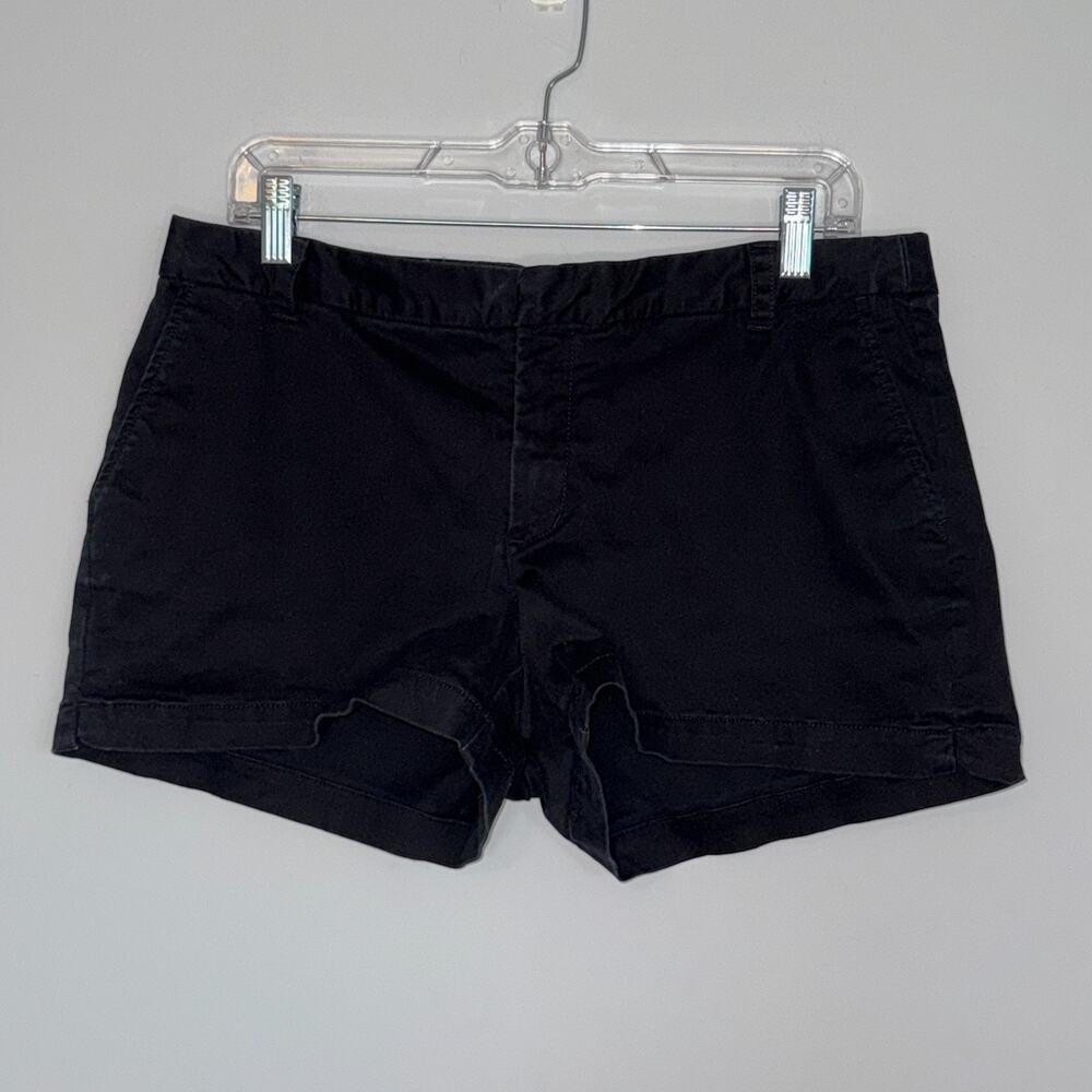 Cynthia Rowley Womens Black Chino Shorts Size 12 Cotton Stretch Casual Basic